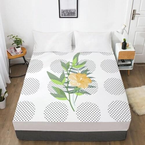 1pc bed sheet Elastic fitted sheet With An Elastic Band 150/180/200/160*200 Mattress Cover Double Bed cover nordic flower