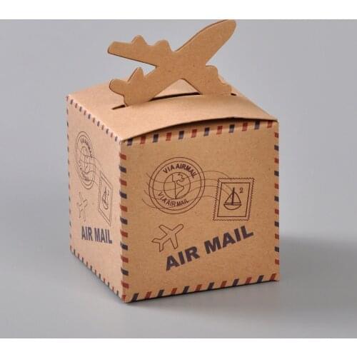 10pcs Aircraft Favor Box Party Favor Candy Box Kraft Paper with for Wedding Travel Themed Party Bridal Shower Decoration
