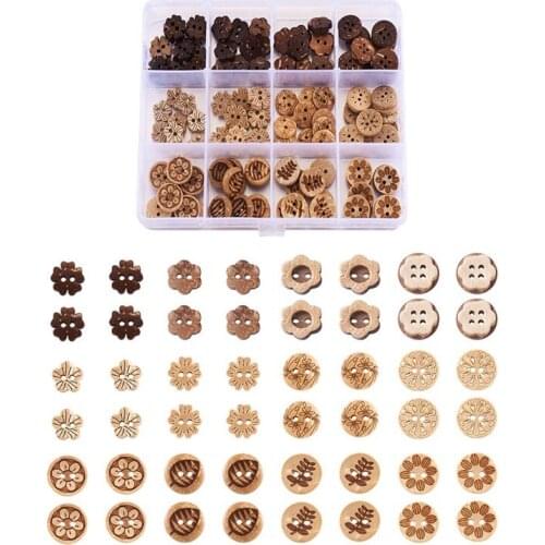120pcs/set Carved 2-hole Basic Sewing Buttonr Coconut Button Craft Handmake Scrapbooking Sewing Clothing Accessories