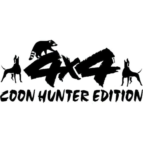 16.1cm*7.1cm 4X4 RACCOON HUNTER DOGS DEER BOW Interesting Vinyl Decals Car Sticker Car-styling Black/Silver S6-3550