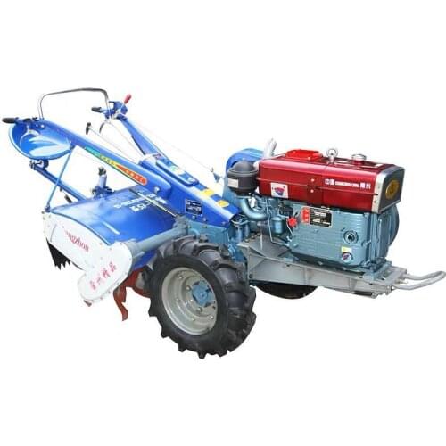 22HP diesel motor Small Two Wheel Walking Tractor Water Cooled Engine with Rotary tiller and flip plough