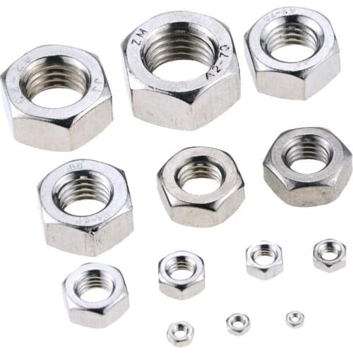 304 Stainless Steel A2 Hex Hexagon Nut M1 M1.2 M1.4 M1.6 M2 M2.5 M3 M4 M5 M6 M8 M10 M12 M16 M20 M24 M27 M30 M33 Screw Bolt