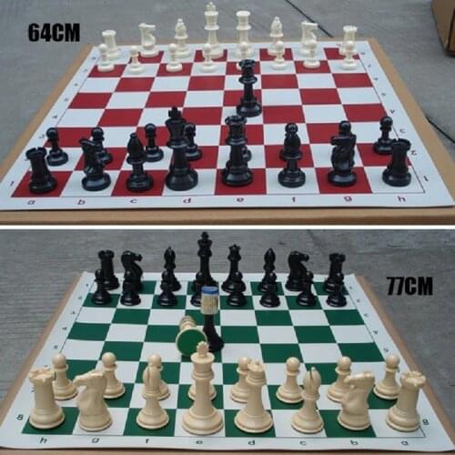 32 Medieval Chess Pieces/Plastic Complete Chessmen International Word Chess Game Entertainment Black&White 64/77MM