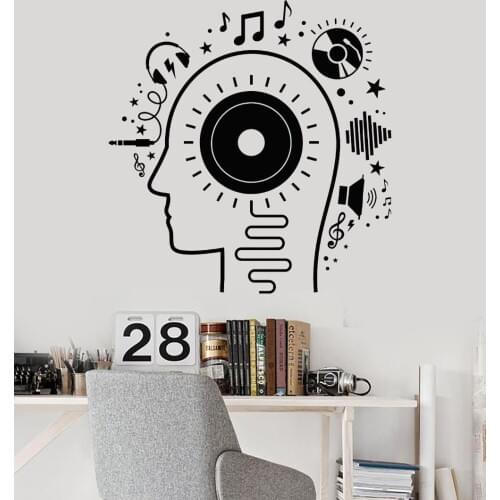 3D Vinyl Wall Decal Music Head Lover Headphones Melody Stickers Teens Boy Room Art Wall Sticker Home Decor DIY Wallpapers LA899