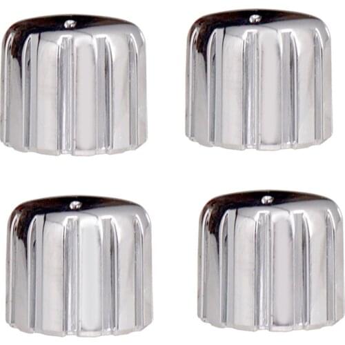 4pcs Plastic Electric Guitar Bass Volume Tone Control Dome Knobs Cap Silver