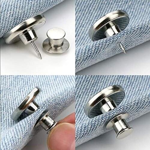 4/pack Detachable Buttons Jean Easy Clip Snap Button Perfect Fit Instant Universal Buckle Thin Waist Replacement No Sew Needed
