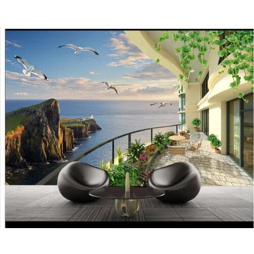 Free shipping 2015 custom non-woven wallpaper Gao Qinghai view room 3 d TV setting wall scenery 3d mural wallpaper decoration