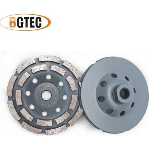 BGTEC 2pcs 4.5inch Diamond Double Row Grinding Cup Wheel 115mm concrete, Masonry, Granite marble Grinding discs
