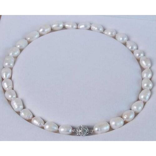 LARGE 11-12MM NATURAL WHITE REAL BAROQUE CULTURED PEARL NECKLACE