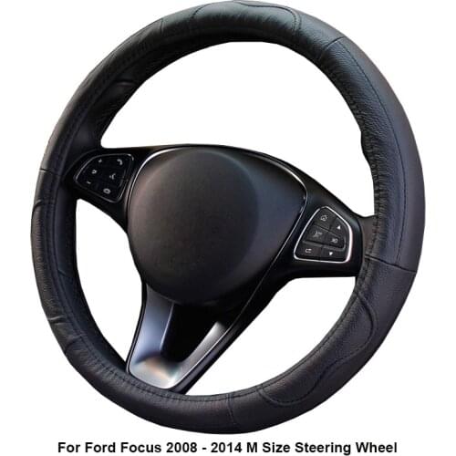 Cow True Leather Car Steering Wheel Cover For Ford Focus 2008 2009 2010 2011 2012 2013 2014 M Size Steering Wheel Auto parts