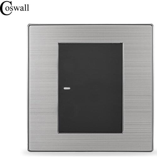COSWALL 1 Gang Crossover Conmutador Intermediate Light Switch On / Off Wall Switch Interruptor Brushed Silver Panel