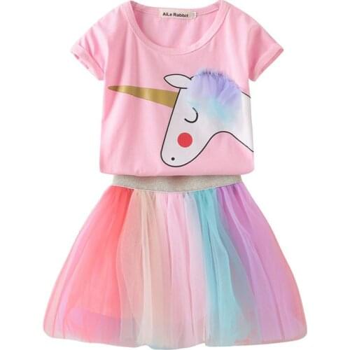 Kids Girls Dresses For Girls Baby Girl O-neck Unicorn Sleeveless Princess Mesh Fluffy Dress Baby girl clothes