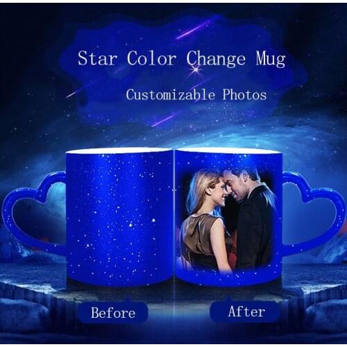 DIY Personalized Magic Mug Heat Sensitive Ceramic Color Changing Coffee Milk Cup Gift Print Pictures Personality Words