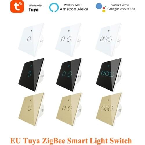 EU Tuya ZigBee Smart Light Switch With/Without Neutral Wire 2 Wiring Methods AC100-240V,Work With Alexa Google Home,Need Gateway