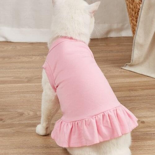 T-shirt Solid Color Dog Skirt Hem Mini Pet Skirt Cat Sweater T-shirt Skirt princess cat dress puppy clothes princess