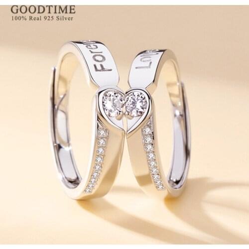 Fashion Pure 100% 925 Sterling Silver Rings For Women Men Love Forever Heart Zircon Ring Jewelry Gift For Couple Lovers