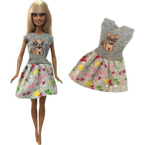 NK 1XDoll Mini Dress Modern Skirt Casual Party Wear Cute Grey Clothes For Barbie Doll Accessories Kids Toy 281A 7X