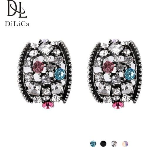 DiLiCa Fashion Woman Earrings 2019 Women Vintage Earrings Female Rhinestone Earring Jewelry Orecchini Donna kolczyki