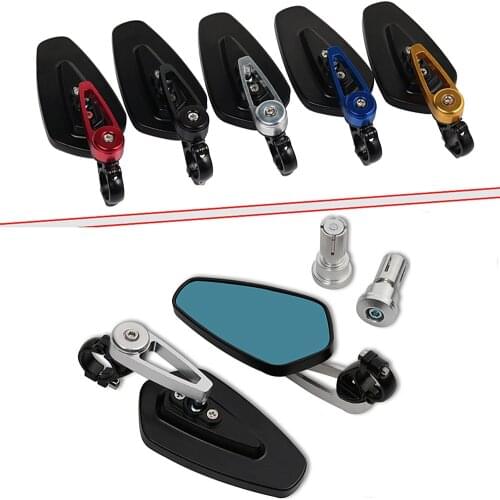 2pcs Motorcycle Mirrors Bar End Blue Glass Rear View Motor Cafe Racer Retrovisor Moto Motorcycle Mirrors Handlebar End Mirror