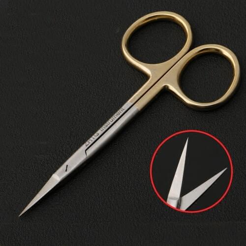 Tiangong gold handle double eyelid scissors elbow beauty plastic stainless steel ophthalmic equipment surgery tool scissors