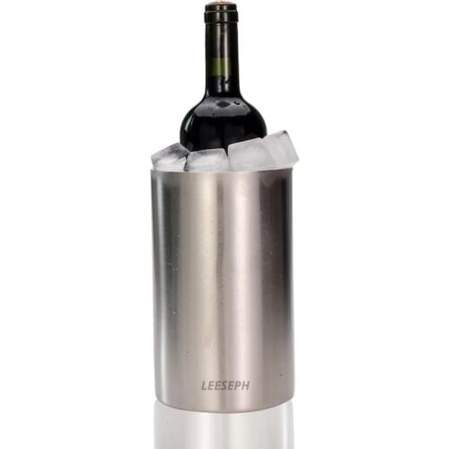 Wine Cooler- Ice Bucket Double Wall Stainless Steel - Multipurpose Use as Kitchen Utensil Holder and Flower Vase