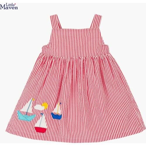 Baby Girls Strap Dresses 2021 Summer New Kids Cotton Striped Vest Dresses Baby Clothes Cute Print Sleeveless Dresses For Girls
