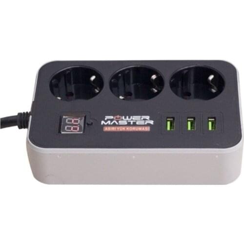 Pm-18530 3 Usb Output 3-eyed 10a-2500 W 1.8 Meters Wired Current Proof Socket