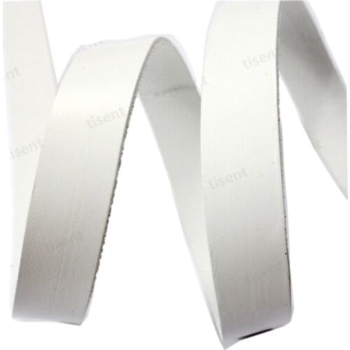 AaaZee 1 Yard 21mmx2mm Black White Dark Brown Natural Genuine Cow Hide Flat Leather Strip, 2cm Wide Leather Band