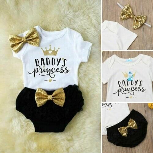 Pudcoco 2020 3PCS Newborn Infant Baby Girl Clothes Tops Romper + Tutu Shorts Pants Outfit Set