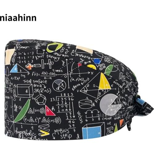 Beauty Salon Working Caps Hot Elastic Nurse Accessories Adjustable scrubs women Unisex Printing Cotton Scrub Hats pet Nurse Hats