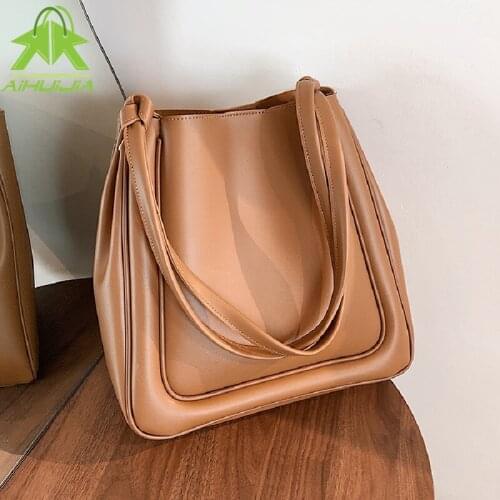 Luxury PU Leather Solid Color Handbag for Woman High Capacity Casual Female Shoulder Bags 2021 New High Quality Son-mother Bag