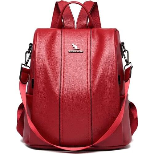 Luxury Brand Leather Bags For Women 2021 New High Quality Anti-theft Backpacks For Girls Multifunction Casual Bagpack Sac A Dos