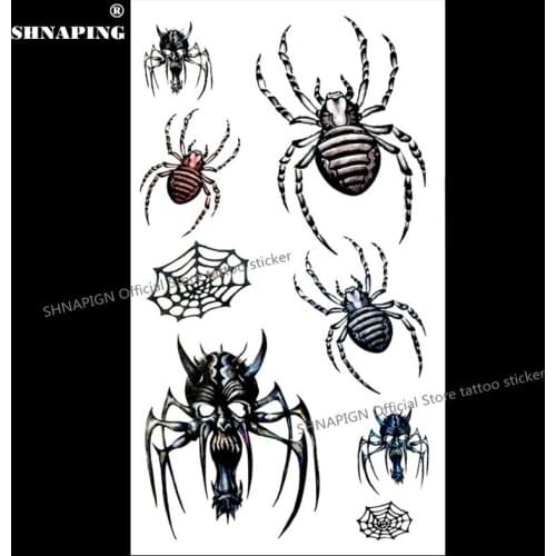 SHNAPIGN Cute spider Temporary Tattoo Body Art Arm Flash Tattoo Stickers 17*10cm Waterproof Fake Henna Painless Tattoo Sticker