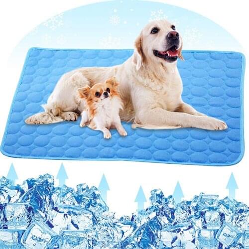Summer Dogs Pet Ice Pad Breathable Washable Kennel Blanket Cushion Puppy Cat Cooling Ice Silk Mat Seat Blanket Sofa Cover