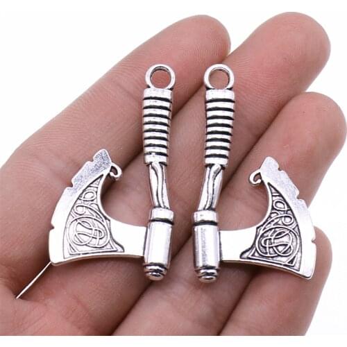WYSIWYG 2pcs/lot Charms Ax DIY Jewelry Findings Antique Silver Color 24x43mm Ax Charms