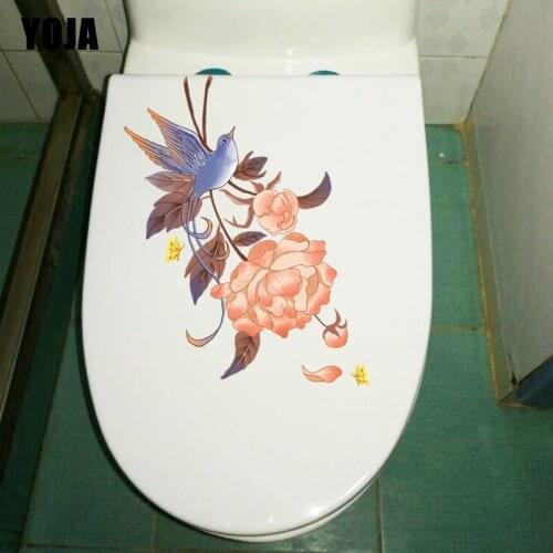 YOJA 16.4X23.9CM Cartoon Birds in Flowers Bedroom Home Decor Wall Decal Toilet Sticker T3-1175