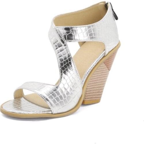 Extra Large Size 40-48 Peep Toe Women Sandals High Heels Shoes Woman Summer Hollow Out Wedges Sandals Gladiator 2021 New WSH3899