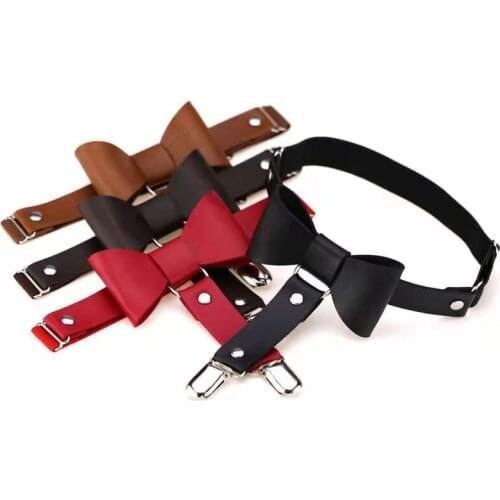 10pcs New Style Hip Hop Club Leg Ring Foot Ring Anti-Off Sock Clip European And American Punk Rock Sexy Bow Leather Garter Belt