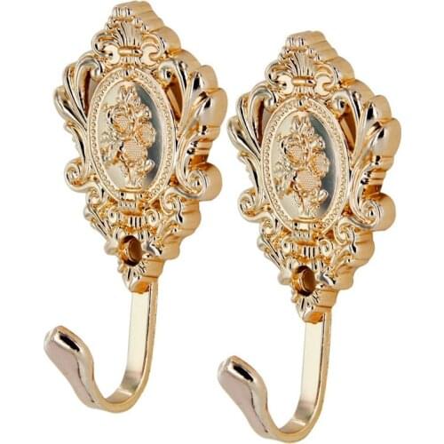 HOT 2pcs/1set Rose Pattern Vintage Alloy Drapery Curtain Holdbacks Tieback Hooks 2Pcs