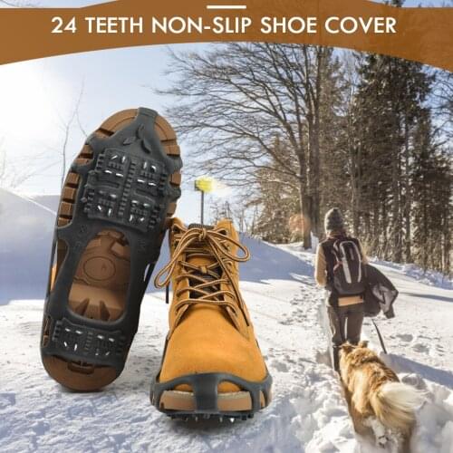 2pcs 24 Teeth TPE Ice Claws Outdoor Anti-Skid Climbing Hiking Snow Ice Gripper Spike for Shoes Crampons Boots Cover Climbing Acc