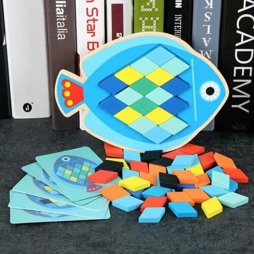3D Owl/Fish Wooden Puzzles Kids Early Learning Education Toys Colorful Jigsaw Board Funny Educational Toys Gifts For Children