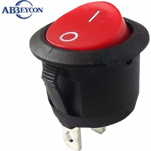 5pcs KCD1-105 Diameter Small Round Boat Rocker Switches Black Mini Round Black White Red 2 Pin ON-OFF Rocker Switch