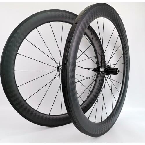 700C 60mm depth Road carbon wheels 25mm width Road bike clincher/tubular carbon wheelset U-shape rim with 12k twill matte finish