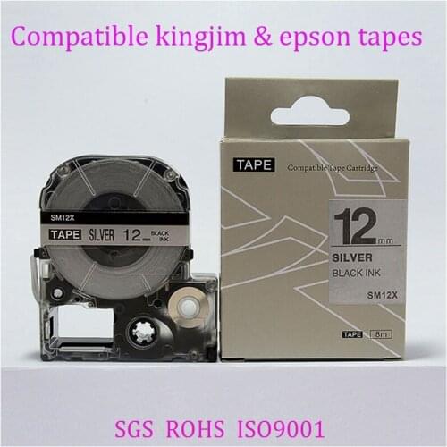 Free shipping 3 pcs/lot compatible KINGJIM/ black on matte silver SM12XC Label Tape Cartridge