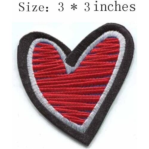 Free Shipping Red Heart Shape 3.0"wide Embroidery Patch for Cloth Patch/Beaded Lace Applique/Custom Embroidery Patch