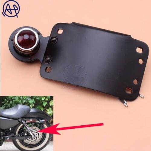 Motorcycle Side Mount Curved Vertical Model License Plate 3/4" Hole Bracket Housing Dimand Style Brake Tail Light for Harley