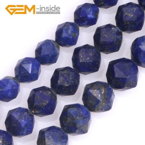 5mm 6mm 7mm Wholesale Natural Blue Lapis Lazuli Semi Precious Faceted Merkaba Beads for Jewelry Making Strand 15"Free Shipping
