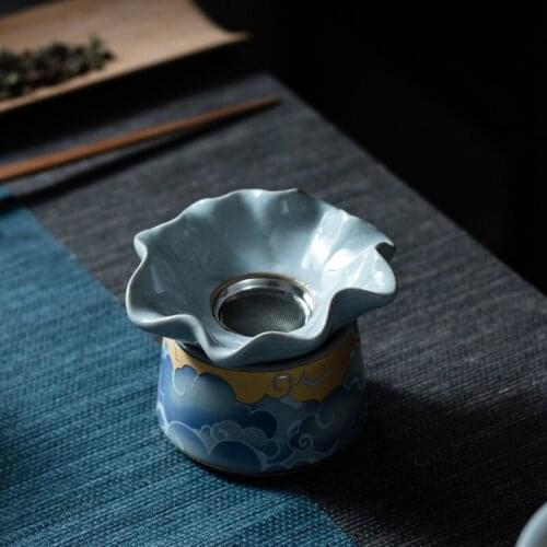Qingyun Moon Tea Strainer Group Ceramic Kung Fu Tea Strainer Tea Filter Meshes Grill Tea Ceremony Zero Match Tea Filter Tea Set