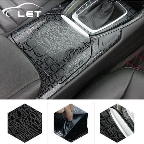 Black Crocodile Leather Grain Texture Vinyl Car Wrap Sticker Decal Film Adhesive Sticker Interior Car Styling Covering Wrapping