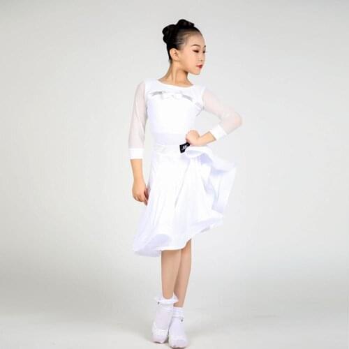 Latin Dance Costumes For Kids Long Sleeve Practice Skirt Latin Competition Dresses Girls Rumba Cha Cha Dancing Clothes DQL2720